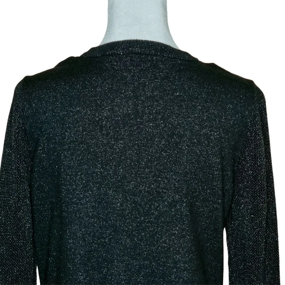 Michael Michael Kors Black Gold Metallic Lace-Up Tunic Sweater Small Maximalist